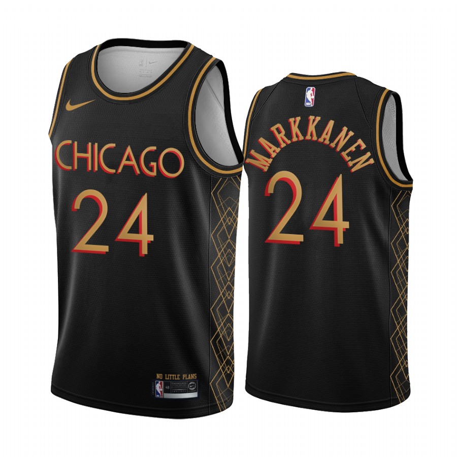 Men's Chicago Bulls #24 Lauri Markkanen Black NBA Motor City Edition 2020-21 No Little Plans Stitched Jersey Men's Chicago Bulls #24 Lauri Markkanen Black NBA Motor City Edition 2020-21 No Little Plans Stitched Jersey